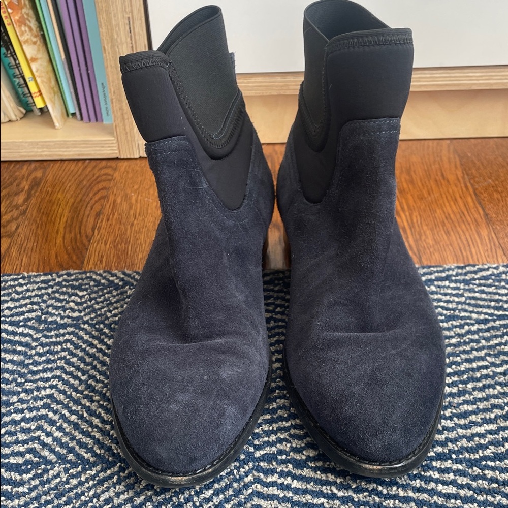 Stylish Navy Suede Ankle Boots